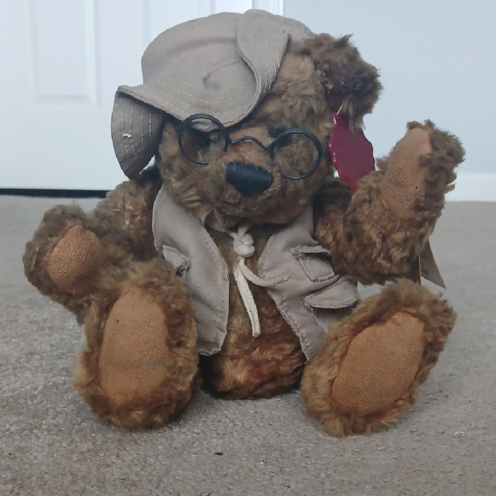 Adorable Brown Stuffed Bear with Glasses